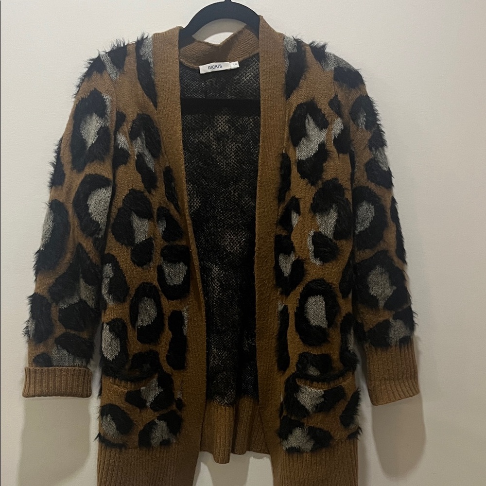 Ricki's Animal Print Fuzzy Cardigan